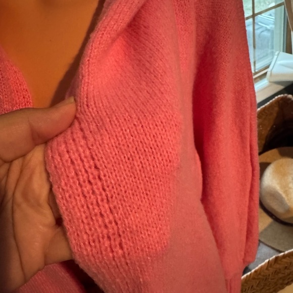Vibrant Pink Open Front Cardigan Sweater - Picture 4 of 8